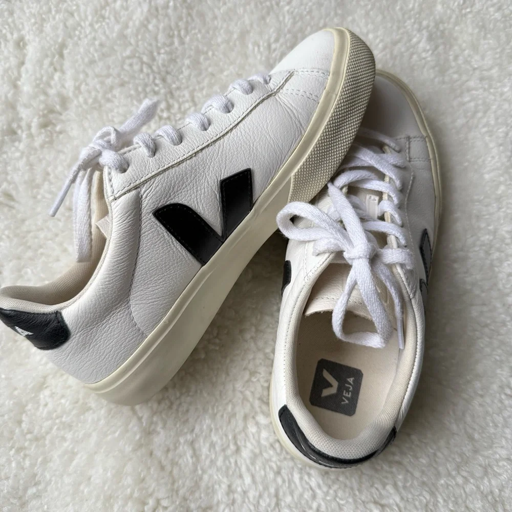 Veja White and Black Sneakers - Picture 1 of 6